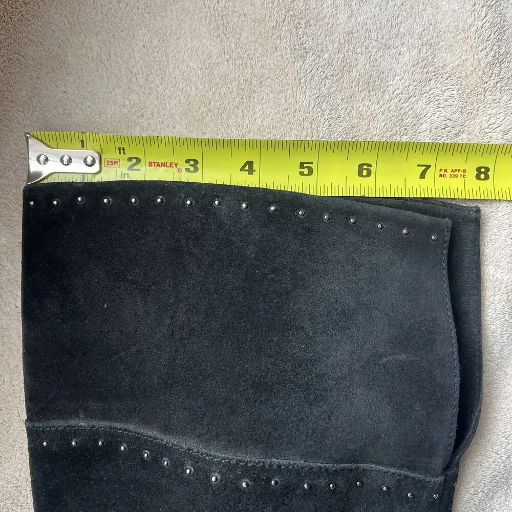 Barney’s New York Black Suede Leather‎ Tall Riding Boot Women EU 38 US 7.5 Studs